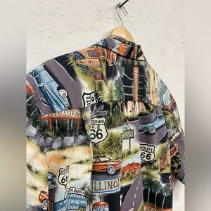 Vintage Pacific Legend “Route 66” Hawaiian AOP Button Down Shirt, Size XL
